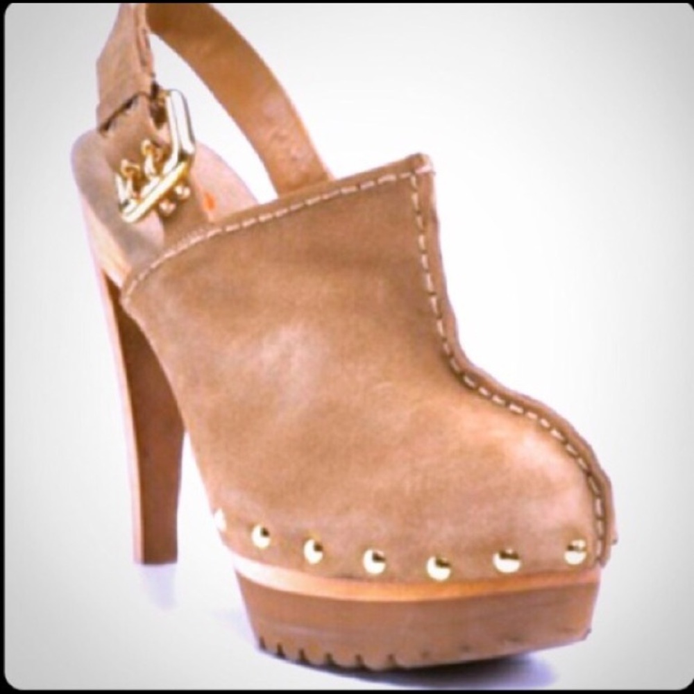 Michael Kors “Claudia” suede clogs.